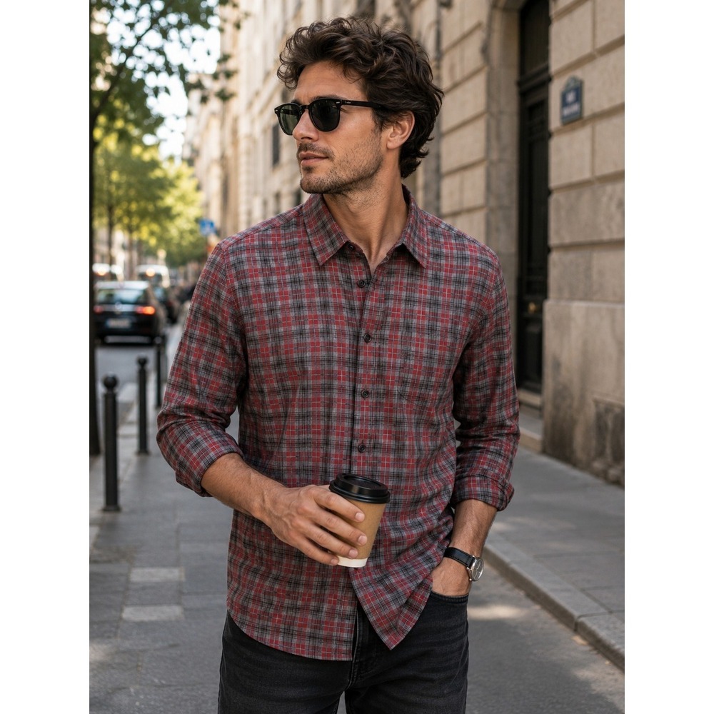Jos A Bank Traveler's Collection Plaid Button Down 2XL Tall Slim Fit Cotton - Picture 1 of 5